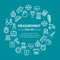 Measurement Signs Round Design Template Line Icon Concept. Vector