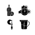 Measurement tools black glyph icons set on white space Royalty Free Stock Photo