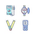 Measurement tools RGB color icons set Royalty Free Stock Photo