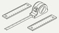Measurement Tools Set: Ruler, Tape Measure Set Square, vector design Generative AI Royalty Free Stock Photo