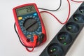 Measurement of voltage in electrical socket - digital multimeter