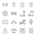 Measurement, weight scales, libra, balance thin line vector icons