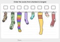 Measurement worksheet - Order the socks from shortest to longest.