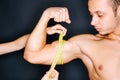 Measuring bicep Royalty Free Stock Photo