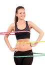 Measuring bust, waist, hips. Royalty Free Stock Photo