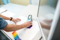 Measuring color with spectrometer tool Royalty Free Stock Photo