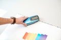 Measuring color with spectrometer tool Royalty Free Stock Photo