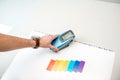 Measuring color with spectrometer tool Royalty Free Stock Photo