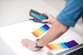 Measuring color with spectrometer tool Royalty Free Stock Photo