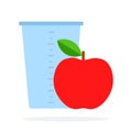 Measuring cup and red apple vector flat isolated Royalty Free Stock Photo