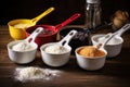 measuring cups filled with dry ingredients