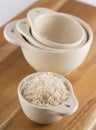 Measuring cups with rice