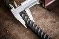 Measuring Deformed bars steel with Vernier Caliper Royalty Free Stock Photo
