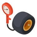 Measuring device icon isometric vector. New karting tire and tyre pressure gauge Royalty Free Stock Photo