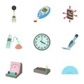 Measuring device icons set, cartoon style Royalty Free Stock Photo