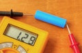 Measuring with digital multimeter Royalty Free Stock Photo