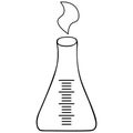 Measuring flask for reagents. Glass container for chemical research in the laboratory. Chemical vapors. Vector illustration. Royalty Free Stock Photo