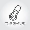 Measuring food temperature icon in linear style. Kitchen thermometer graphic contour symbol. Simplicity outline image