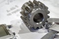 Measuring gears with a caliper in production, high-precision machining