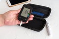 Measuring glucose level blood test with glucometer Royalty Free Stock Photo