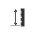 The measuring height and length icon isolated. Ruler, straightedge, scale symbol. Geometrical instruments. Flat design Royalty Free Stock Photo