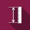 The measuring height and length icon. Ruler, straightedge, scale symbol flat icon with long shadow Royalty Free Stock Photo