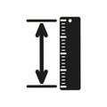 The measuring height and length icon. Ruler, straightedge, scale symbol. Flat Royalty Free Stock Photo