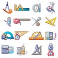 Measuring instrument icons set, cartoon style