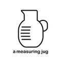 Measuring jug and cup icon, kitchen outline flat sign and element. Royalty Free Stock Photo