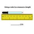 Measuring length in centimeters eye dropper and calculator with the ruler. Royalty Free Stock Photo