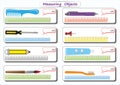 Measuring Length of the Objects with Ruler, worksheet for children, practice sheets, mathematics activities Royalty Free Stock Photo