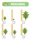 Measuring length with ruler. Education developing worksheet. practice sheets.A leaf measurement in inches Royalty Free Stock Photo