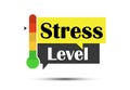 Measuring the level of stress in people. Nice speech bubble with an indicator. Mental problems