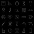 Measuring line icons on black background