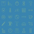 Measuring line icons on blue background