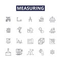Measuring line vector icons and signs. Evaluating, Metering, Quantifying, Calculating, Estimating, Judging, Assessing Royalty Free Stock Photo