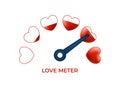 Measuring love concept. Love heart meter vector illustration for Valentine Day card design element with set hearts stock vector Royalty Free Stock Photo