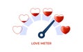 Measuring love concept. Love heart meter vector illustration for Valentine Day card design element with set hearts stock vector Royalty Free Stock Photo