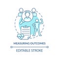 Measuring outcomes turquoise concept icon