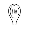 Measuring spoon - outline vector icon. Hand drawn teaspoon. Tablespoon isolated on white