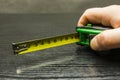 Measuring tape blocked at ten centimeters. Royalty Free Stock Photo