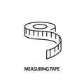 Measuring tape flat line icon. Sewing equipment