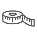 Measuring tape line icon, measurement and meter, ruler sign, vector graphics, a linear pattern on a white background. Royalty Free Stock Photo