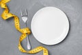 measuring tape plate and fork Royalty Free Stock Photo