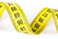 Measuring tape of the tailor for you design. On white background Royalty Free Stock Photo