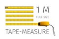 Tape measure. Yellow yardstick 1 meter in full size