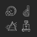 Measuring tools chalk white icons set on black background Royalty Free Stock Photo