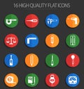 Measuring tools 16 flat icons