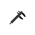 Measuring Vernier Calliper, Calipers Measure Tool. Flat Vector Icon illustration. Simple black symbol on white