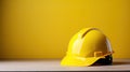 measuring yellow hardhat white background